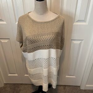 Joseph Ribkoff size XL Beige and White Knit Sweater